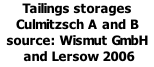 Tailings storages Culmitzsch A and B source: Wismut GmbH  and Lersow 2006
